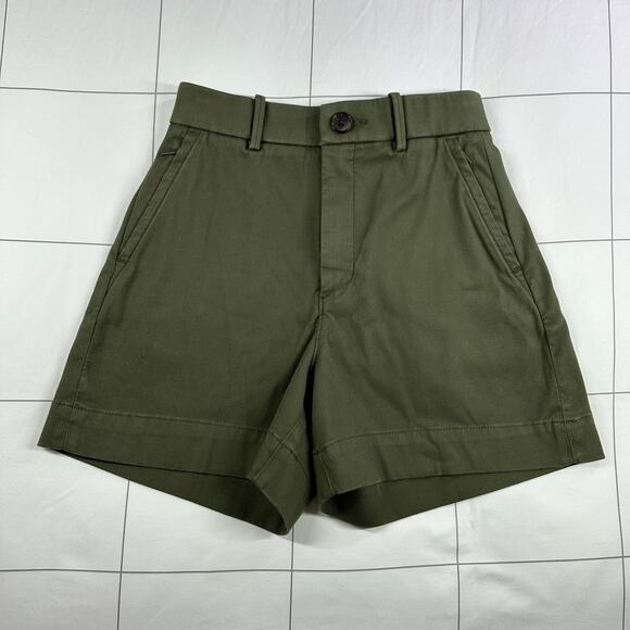 Spanx Shorts Womens XS Green Dark Pine Twill 5" High Rise Chino Stretch Smooth - Picture 2 of 12